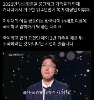 이휘재 복귀설 진짜인가?