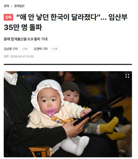 갑자기 분위기 반전? 임산부 35만 명 돌파했다는데